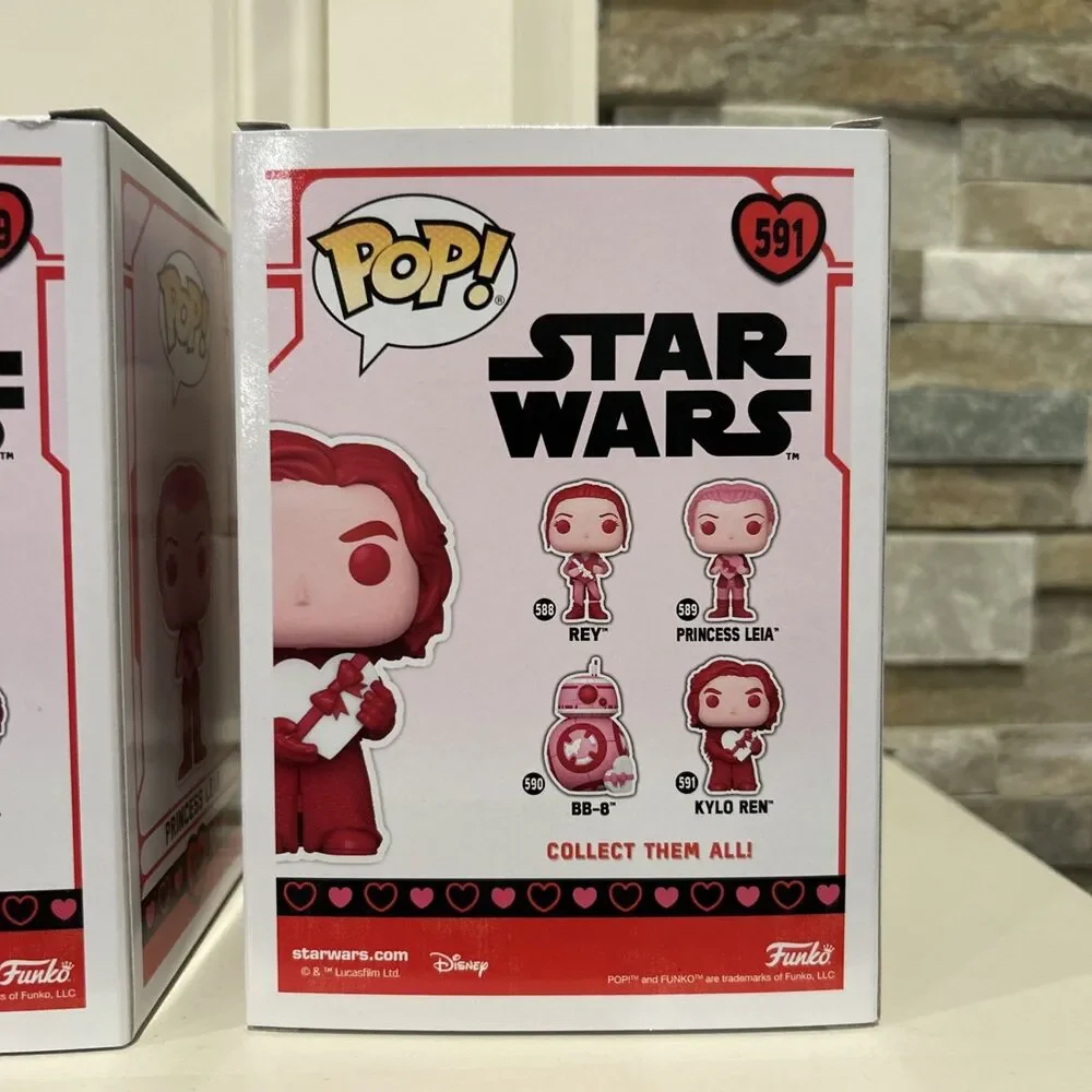 Funko Pop!Valentines Day BB-8, Princess Leia&Kylo Ren#589,590,591 w/ Protectors
